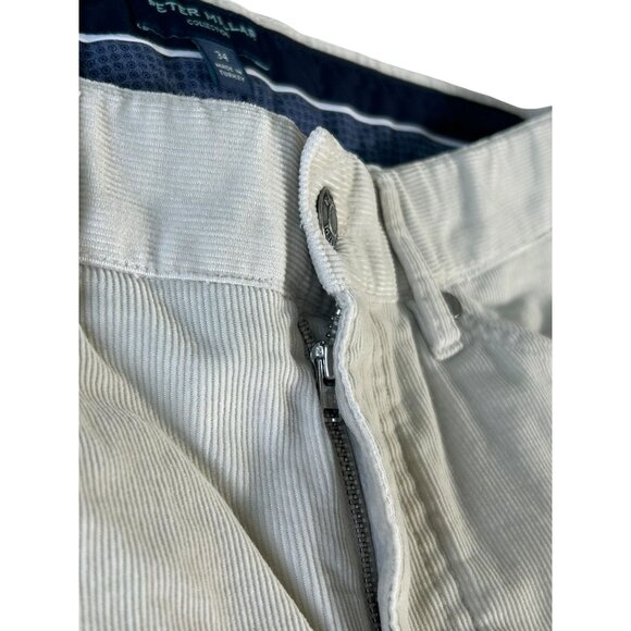 Peter Millar Corduroy Pants Light Beige Mens Size 34 Soft Button Zip Fly - Picture 3 of 12